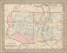 Arizona and New Mexico Map By Samuel Augustus Mitchell Jr.