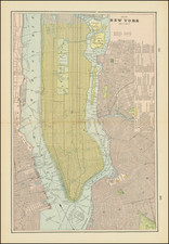 New York City Map By George F. Cram