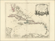 Les Grandes Et Petites Antilles, Et Les Isles Lucayes avec ue partie De La Mer Du Nord . . . 1779 By Paolo Santini