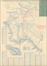 Map Showing Interurban Lines of Electric and Steam Railways to Los Angeles Resorts (with)  Los Angeles Interurban and City Map By Amos News Co. 