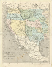 Texas, Plains, Southwest, Colorado, New Mexico, Rocky Mountains, Colorado, Montana, Wyoming, California, Pacific Northwest, Oregon and Washington Map By Adolphe Hippolyte Dufour