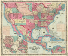 [ Shows Colona ]  Map of the United States and Mexico.  Published . . . Under the Direction of Col. Carlos Butterfield.  December 1859    By Alvin Jewett Johnson  &  Ross C. Browning