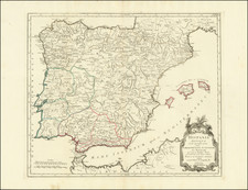 Spain and Portugal Map By Paolo Santini / Giovanni Antonio Remondini