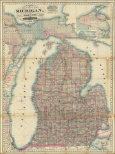 Michigan Map By George F. Cram