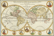 Mappe-Monde ou Carte Generale De La Terre, Dressee Sur les Observations de Mrs. De L'Academi Royal des Sciences . . .1717 By Nicolas de Fer