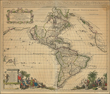 California as an Island and America Map By Gerard Valk