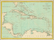 Caribbean and Central America Map By Pierre Antoine Tardieu