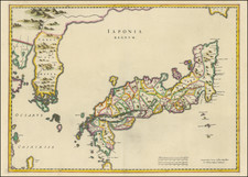 Iaponia Regnum (first regional map to show Korea as a peninsula) By Johannes Blaeu