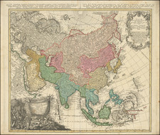 Asia Map By Homann Heirs / Johann Matthaus Haas