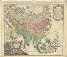 Asia Secundum legitimas Projectionis Stereigraphicae regulus ext juxta recentissimas obserationes et relationes . . . 1744 By Homann Heirs / Johann Matthaus Haas