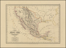 Texas, Southwest, Rocky Mountains, Mexico and California Map By Th. Lejeune