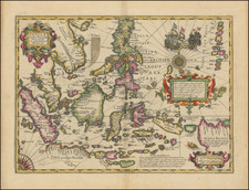 Southeast Asia, Philippines and Indonesia Map By Jodocus Hondius