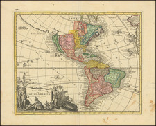 Western Hemisphere, California as an Island and America Map By Johann Christoph Weigel