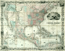 United States Map By Joseph Hutchins Colton