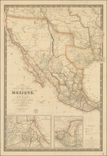 Texas, Southwest, Arizona, Colorado, Utah, Nevada, New Mexico, Rocky Mountains, Colorado, Utah, Mexico and California Map By Adrien-Hubert Brué