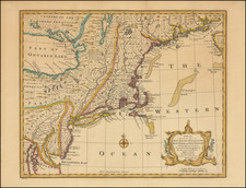 New England, New York State and Mid-Atlantic Map By Emanuel Bowen