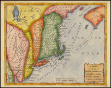 New England, Maine, Massachusetts, New Hampshire, Vermont, New York State, New Jersey and Pennsylvania Map By Joseph De La Porte