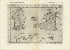 Sardinia and Sicily Map By Girolamo Ruscelli