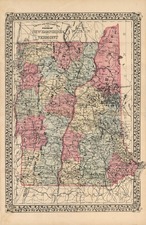 New England Map By Samuel Augustus Mitchell