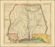 South, Alabama and Mississippi Map By Mathew Carey