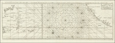 Carte de la Mer du Sud ou Mer Pacifique entre l'Equateur et le 39 1/2 de Latitude Septentrionale By Jacques Nicolas Bellin / George Anson