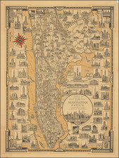 [ New York City - signed by artist ]  A Pictorial Map of that portion of New York City known as Manhattan also showing parts of the Bronx . . .  By Ernest Dudley Chase