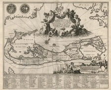 World, Atlantic Ocean and Caribbean Map By John Ogilby