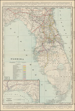 Florida Map By George F. Cram