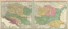 Austria, Hungary, Romania, Balkans, Croatia & Slovenia, Serbia & Montenegro, Bulgaria and Turkey Map By Johann Baptist Homann