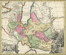 Central Asia & Caucasus and Middle East Map By Matthaus Seutter