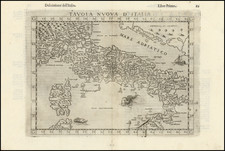 [ Italy ]    Tavola Nuova D'Italia (with Corsica and part of Sicily) By Girolamo Ruscelli