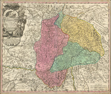 Hungary and Romania Map By Johann Baptist Homann