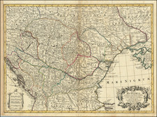 Hungary, Romania and Croatia & Slovenia Map By Jeremias Wolff