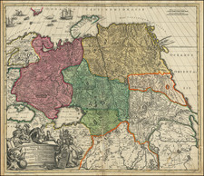 Russia, Central Asia & Caucasus and Russia in Asia Map By Johann Baptist Homann