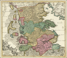 [ Duchy of Schleswig ]   ucatus Slesvicensis in omnes ejusdem Generales et Particulares Praefecturas exactè divisi Nova tabula, edita By Johann Baptist Homann