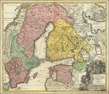 Baltic Countries and Scandinavia Map By Johann Baptist Homann