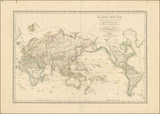 Mappe-Monde sur la Projection de Mercator Carte Encyprotype Reduite de cells ur 4 feuilles deu meme Auteur . . . 1816 By Adrien-Hubert Brué