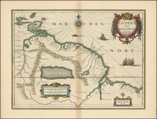 Brazil and Guianas & Suriname Map By Willem Janszoon Blaeu