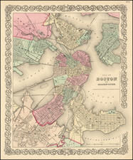 Map of Boston And Adjacent Cities By Joseph Hutchins Colton