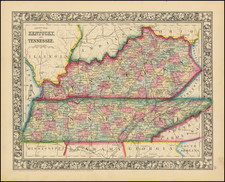 Kentucky and Tennessee Map By Samuel Augustus Mitchell Jr.