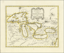 Midwest, Illinois, Indiana, Ohio, Michigan, Wisconsin and Western Canada Map By Homann Heirs / Jacques Nicolas Bellin