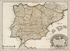Spain Map By Melchior Tavernier / Nicolas Sanson