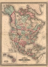North America Map By Alvin Jewett Johnson