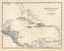 Caribbean and Central America Map By W. & A.K. Johnston