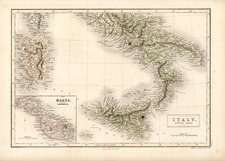 Europe, Italy and Balearic Islands Map By Adam & Charles Black