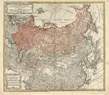 Europe, China, Central Asia & Caucasus and Russia in Asia Map By Homann Heirs / Johann Matthaus Haas