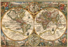 World, World, Celestial Maps and Curiosities Map By Petrus Plancius