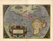 World, Western Hemisphere, South America and America Map By Abraham Ortelius