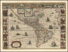 North America, South America and America Map By Willem Janszoon Blaeu