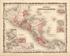 Central America Map By Benjamin P Ward  &  Alvin Jewett Johnson